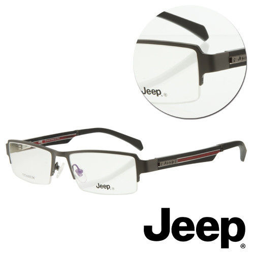 【JEEP】半框方形木紋槍色光學眼鏡(J-TF5011-C3)