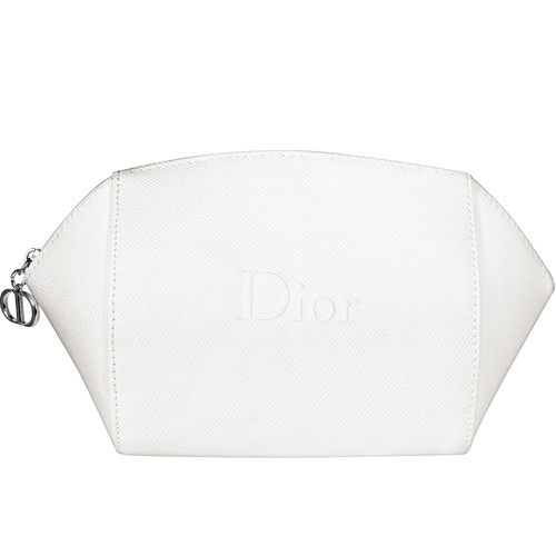 Dior 迪奧 米白浮雕Logo美妝包