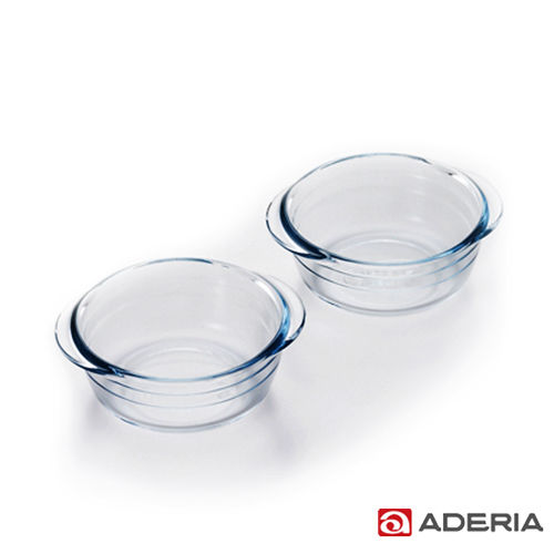 【ADERIA】日本進口圓形微波玻璃對碗組