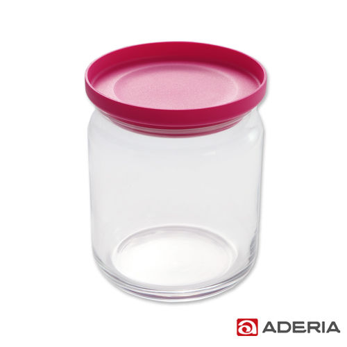 【ADERIA】日本進口堆疊收納玻璃罐680ml(桃紅)