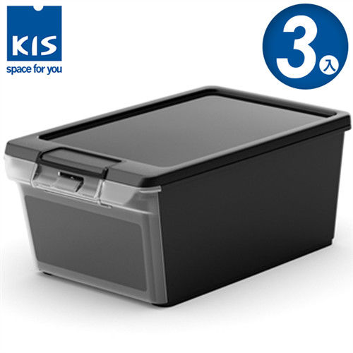【義大利KIS創意收納】TWIN BOX側開收納箱(XS) *3入 -黑色