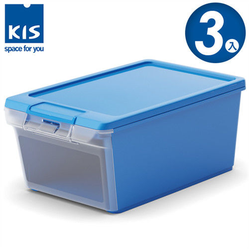 【義大利KIS創意收納】TWIN BOX側開收納箱(XS) *3入 -藍色