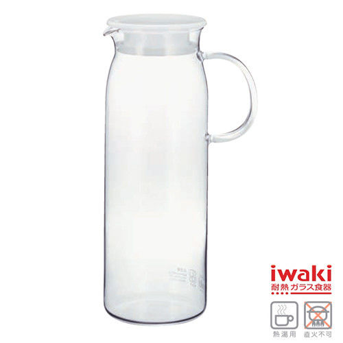 【iwaki】耐熱玻璃冷水瓶 1L(白)