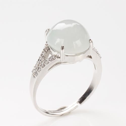 【雅紅珠寶】妍姿俏麗天然冰種白翡翠戒指-#11-活圍設計