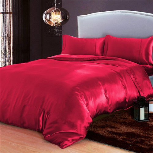 RODERLY 玫瑰紅-絲緞 加大四件式被套床包組