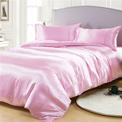 RODERLY 俏麗粉-絲緞 加大四件式被套床包組
