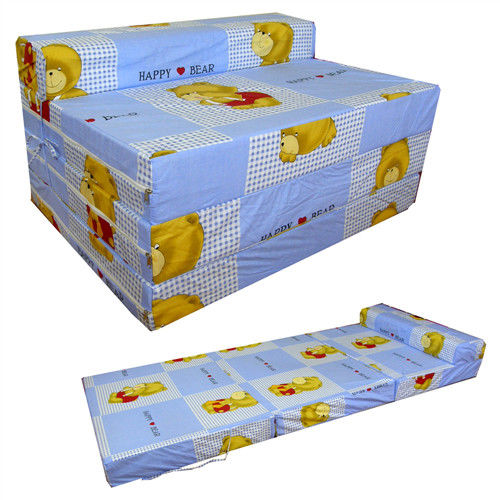 【快樂小熊】坐高40床長200公分-四折式沙發床/沙發椅(藍色)