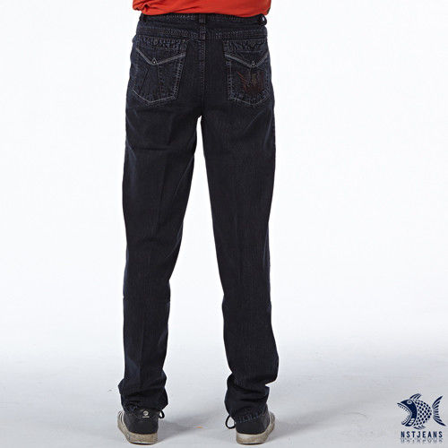 【NST Jeans】390(5410) 簡約線條 圖騰造型 牛仔長褲(中腰)-行動