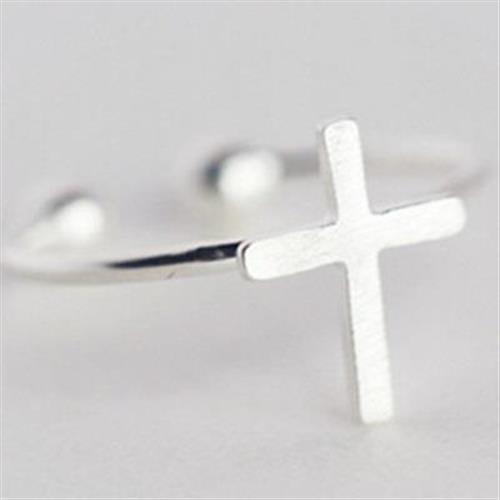 【米蘭精品】925純銀戒指銀飾十字架造型獨特簡約