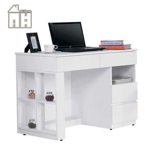 【ATHOME】時尚北歐風3.5尺實木白色收納書桌/電腦桌/工作桌(105X59X77)卡迪