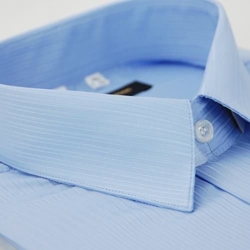任-【金安德森】藍色仿絲質窄版短袖襯衫