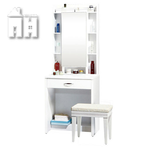 【AT HOME】妮可拉2尺白色鏡台(含椅)