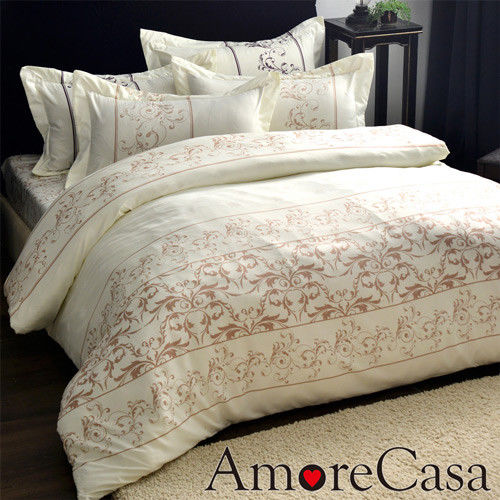 【AmoreCasa】玫瑰藤蔓 吸濕排汗雙人四件式被套床包組