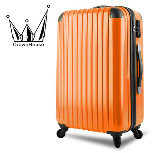 【Crownhouse】繽紛STYLE-24吋輕量PC鏡面加大行李箱(蜜柑橙)