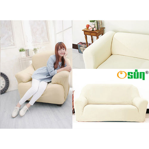 Osun-一體成型防蹣彈性沙發套/沙發罩_1+2+3人座 素色款 優雅杏