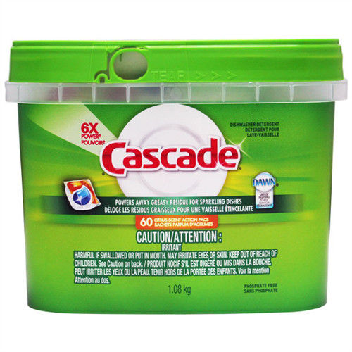【美國 Cascade】洗碗機專用-強力洗碗碇60入(盒裝淺綠)1.08kg