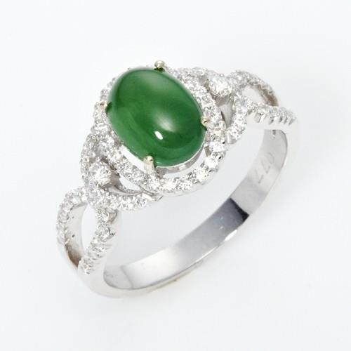 Dolly  緬甸 陽綠冰種翡翠 14K金鑽石戒指(007)