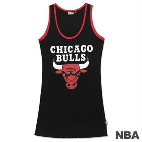NBA-芝加哥公牛隊合身長版背心-黑(女)