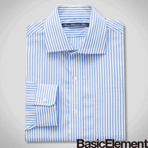 【BasicElement】男款條紋精紡襯衫-淺藍條
