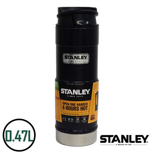 【美國Stanley】不鏽鋼保溫瓶／經典單手保溫咖啡杯 0.47L(錘紋藍)