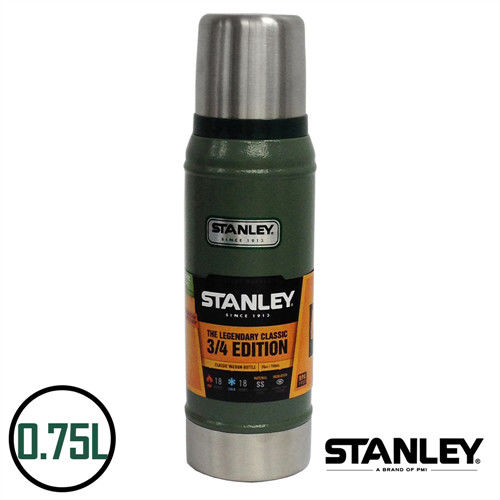 【美國Stanley】不鏽鋼保溫瓶／經典真空保溫瓶 0.75L(錘紋綠)