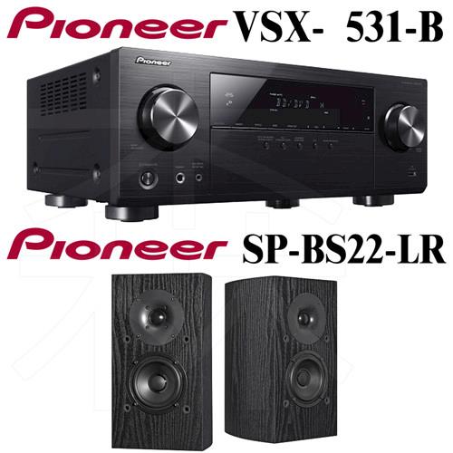 Pioneer先鋒5.1聲道 AV環繞擴大機+書架型喇叭VSX-531-B+SP-BS22-LR