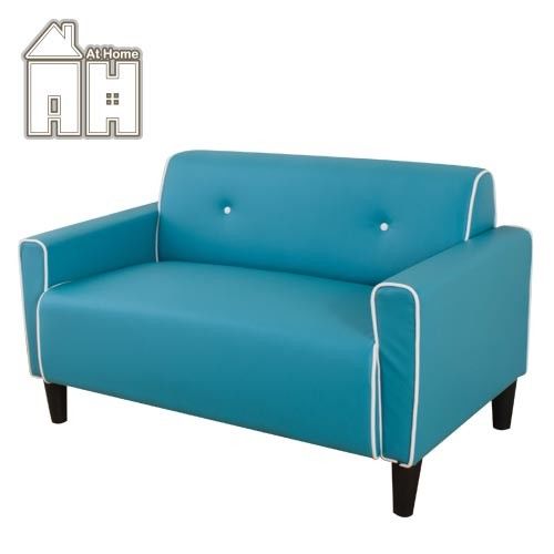 【AT HOME】傑克藍綠色雙人皮沙發