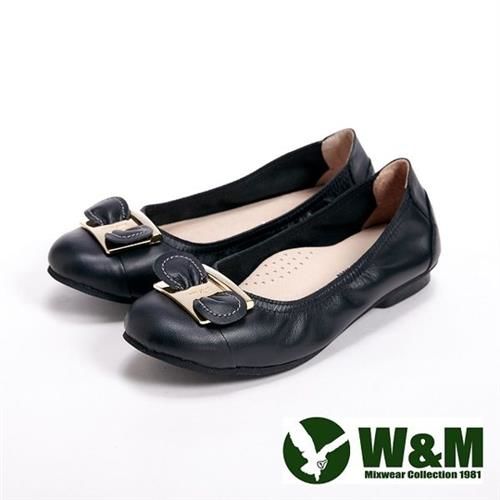 【W&M】金屬小蝴蝶結柔軟女鞋-黑(另有銀、粉)