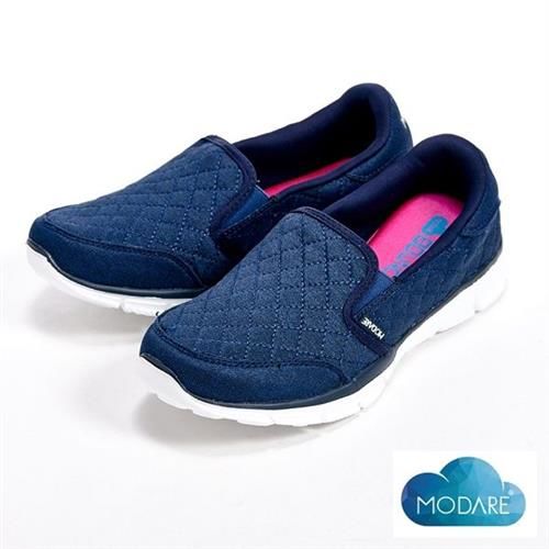 【W&M】MODARE 超彈力菱格紋記憶鞋墊女鞋-深藍(另有灰)