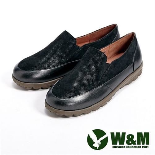 【W&M】BOUNCE系列 金屬感亮皮休閒女鞋-黑(另有藍)