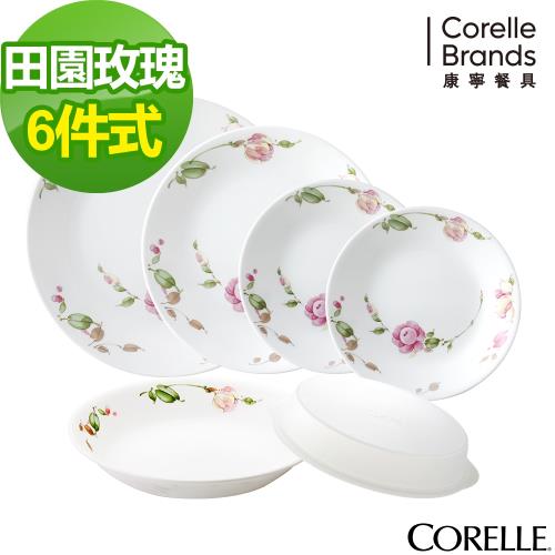 【美國康寧CORELLE】田園玫瑰6件式餐盤組(F03)
