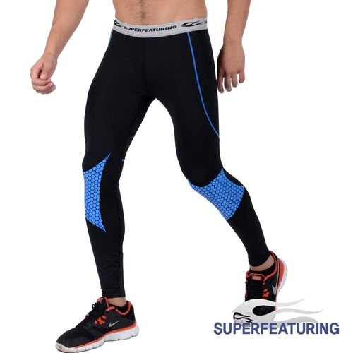 SUPERFEATURING 專業跑步 三鐵 Hicolor運動壓縮緊身褲(亮藍)