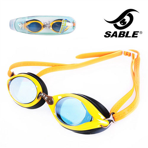【黑貂SABLE】青少年競速平光運動泳鏡(黃色)