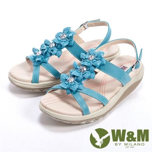【W&M】美麗三花扣環式涼鞋女鞋-淺藍(另有粉)
