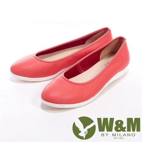 【W&M】 FIT 素色簡約輕便直套女鞋休閒鞋-紅