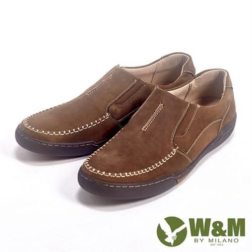 【W&M】簡約素色直套休閒鞋男鞋-棕