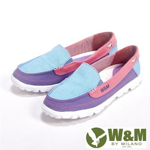 【W&M】BOUNCE系列 超彈力舒適雙色拼布增高鞋女鞋-淺藍