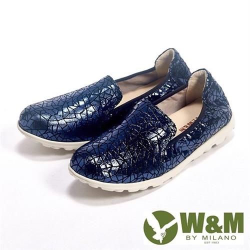 【W&M】BOUNCE系列 幾何圖形金屬感休閒女鞋-藍