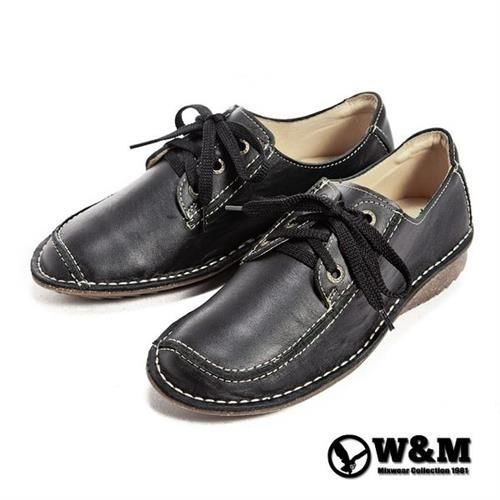 【W&M】完美線條綁帶中性休閒鞋-黑(另有灰綠)