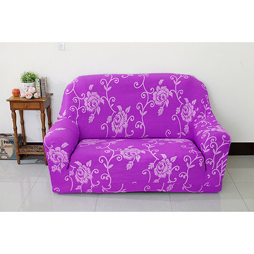 Osun-一體成型防蹣彈性沙發套/沙發罩_2人座 圖騰款 華麗典雅-紫色玫瑰