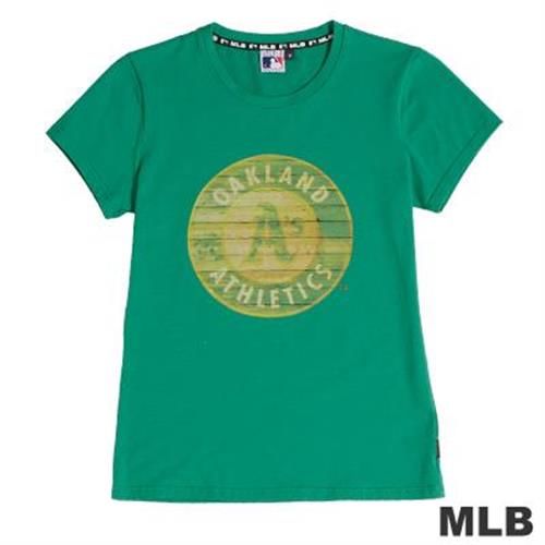 MLB-奧克蘭運動家隊細緻木紋T恤-深綠(女)