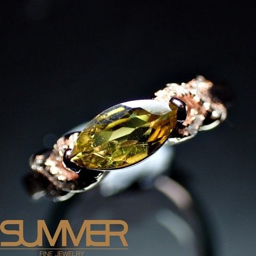 【SUMMER寶石】天然頂級奢華碧璽戒指(925銀玫瑰金色) (AG-6)