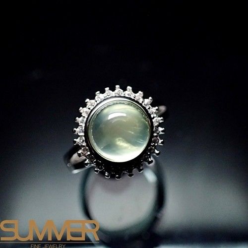 【SUMMER寶石】天然財運寶石葡萄石柔美戒指(925銀) (AE-1)
