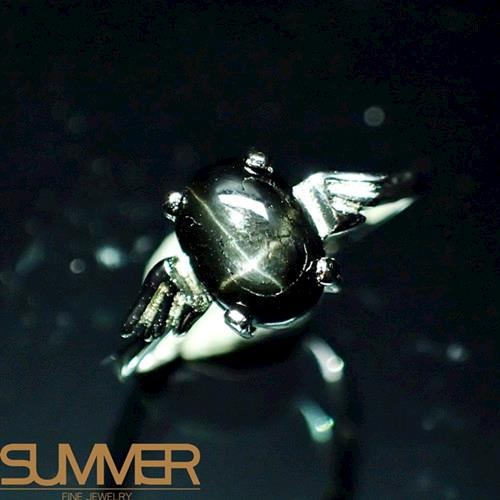 【SUMMER寶石】天然能量十字黑星光戒指(時尚設計款-925銀)