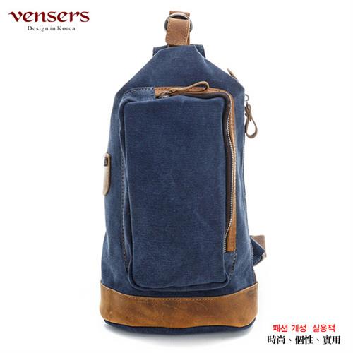 Vensers韓潮頂級棉麻包系列胸包藍色C80581101