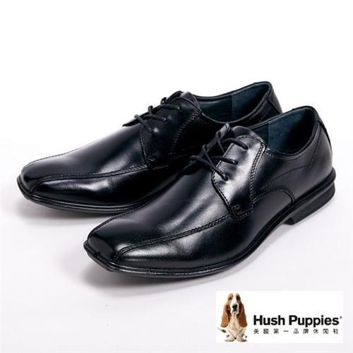 Hush Puppies ENERGY 能量系列尖頭綁帶皮鞋男鞋-黑