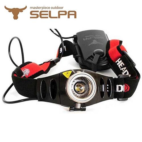 【韓國SELPA】可調光類魚眼伸縮變焦頭燈+超強光伸縮變焦CREE L2 LED 手電筒(超值組合)