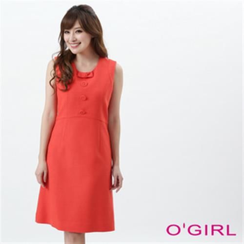 【OGIRL】素色淑女氣質蝴蝶結洋裝