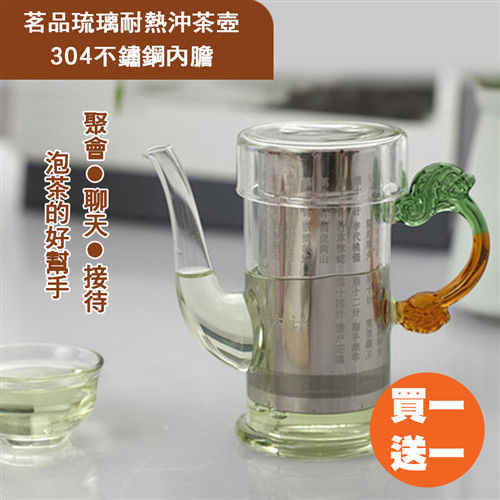 【ENNE】茗品琉璃耐熱沖茶壺 - 不銹鋼內膽 - 250ml(買一送一) (K0294-B*2)