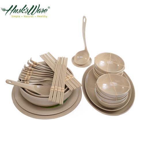 【美國Husks ware】稻殼天然無毒環保碗盤餐具32件組